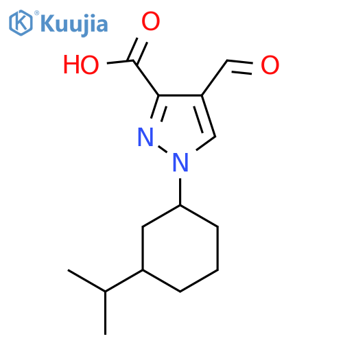4-formyl-1-3-(propan-2-yl)cyclohexyl-1H-pyrazole-3-carboxylic acid structure