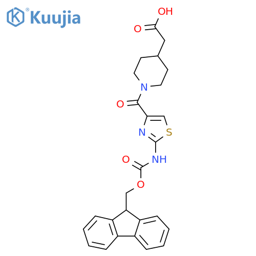 2-{1-2-({(9H-fluoren-9-yl)methoxycarbonyl}amino)-1,3-thiazole-4-carbonylpiperidin-4-yl}acetic acid structure