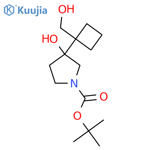 tert-butyl 3-hydroxy-3-1-(hydroxymethyl)cyclobutylpyrrolidine-1-carboxylate structure
