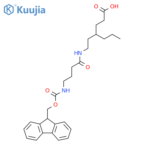 4-{2-4-({(9H-fluoren-9-yl)methoxycarbonyl}amino)butanamidoethyl}heptanoic acid structure