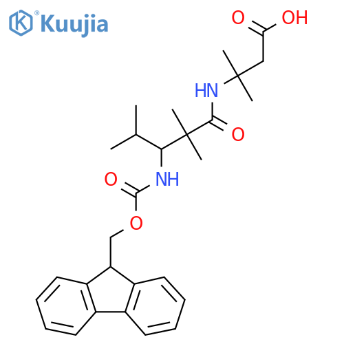 3-3-({(9H-fluoren-9-yl)methoxycarbonyl}amino)-2,2,4-trimethylpentanamido-3-methylbutanoic acid structure