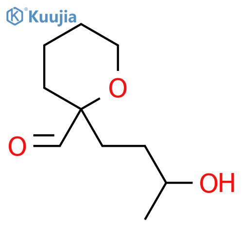 2-(3-hydroxybutyl)oxane-2-carbaldehyde structure