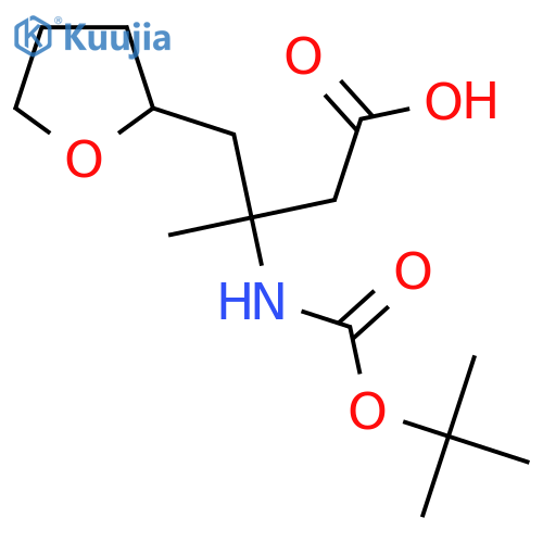 3-{(tert-butoxy)carbonylamino}-3-methyl-4-(oxolan-2-yl)butanoic acid structure