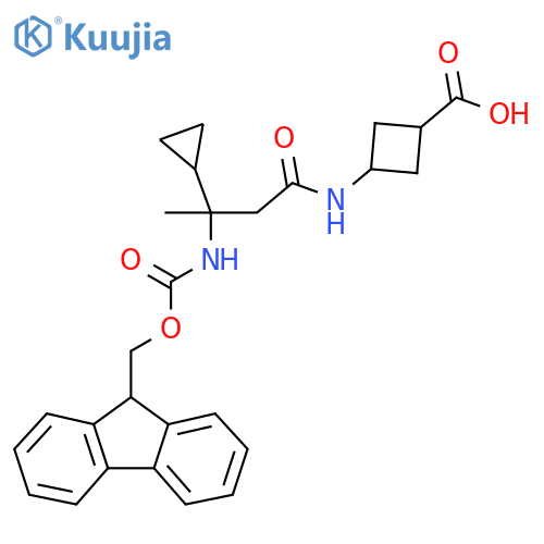 3-3-cyclopropyl-3-({(9H-fluoren-9-yl)methoxycarbonyl}amino)butanamidocyclobutane-1-carboxylic acid structure