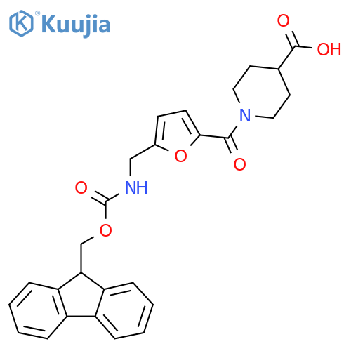 1-{5-({(9H-fluoren-9-yl)methoxycarbonyl}amino)methylfuran-2-carbonyl}piperidine-4-carboxylic acid structure