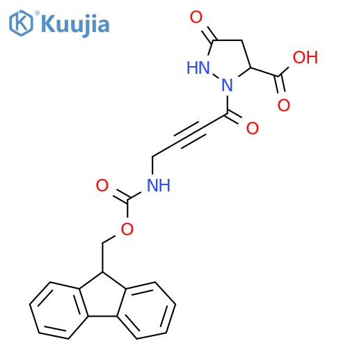 2-[4-({[(9H-fluoren-9-yl)methoxy]carbonyl}amino)but-2-ynoyl]-5-oxopyrazolidine-3-carboxylic acid structure