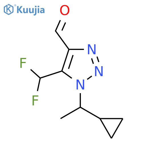 1-(1-cyclopropylethyl)-5-(difluoromethyl)-1H-1,2,3-triazole-4-carbaldehyde structure