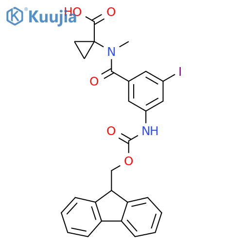 1-N-methyl3-({(9H-fluoren-9-yl)methoxycarbonyl}amino)-5-iodobenzamidocyclopropane-1-carboxylic acid structure