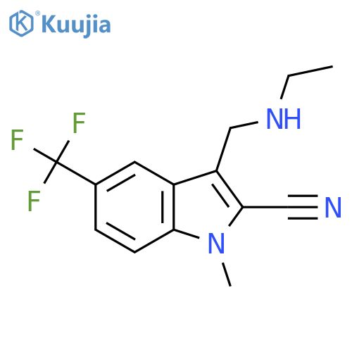 3-(ethylamino)methyl-1-methyl-5-(trifluoromethyl)-1H-indole-2-carbonitrile structure