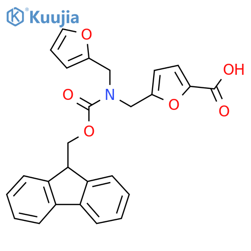 5-({(9H-fluoren-9-yl)methoxycarbonyl}(furan-2-yl)methylamino)methylfuran-2-carboxylic acid structure
