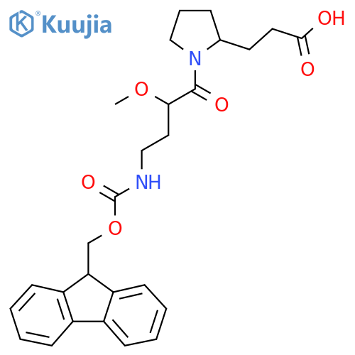 3-{1-4-({(9H-fluoren-9-yl)methoxycarbonyl}amino)-2-methoxybutanoylpyrrolidin-2-yl}propanoic acid structure