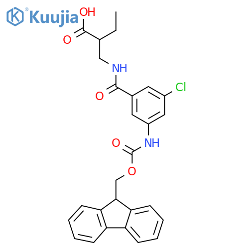 2-({3-chloro-5-({(9H-fluoren-9-yl)methoxycarbonyl}amino)phenylformamido}methyl)butanoic acid structure