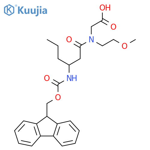 2-3-({(9H-fluoren-9-yl)methoxycarbonyl}amino)-N-(2-methoxyethyl)hexanamidoacetic acid structure