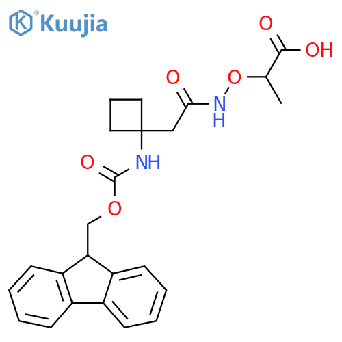 2-({2-1-({(9H-fluoren-9-yl)methoxycarbonyl}amino)cyclobutylacetamido}oxy)propanoic acid structure