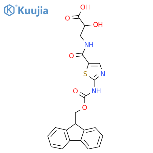 3-{2-({(9H-fluoren-9-yl)methoxycarbonyl}amino)-1,3-thiazol-5-ylformamido}-2-hydroxypropanoic acid structure