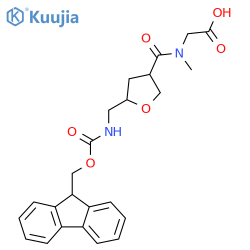 2-(1-{5-({(9H-fluoren-9-yl)methoxycarbonyl}amino)methyloxolan-3-yl}-N-methylformamido)acetic acid structure