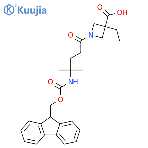 3-ethyl-1-4-({(9H-fluoren-9-yl)methoxycarbonyl}amino)-4-methylpentanoylazetidine-3-carboxylic acid structure
