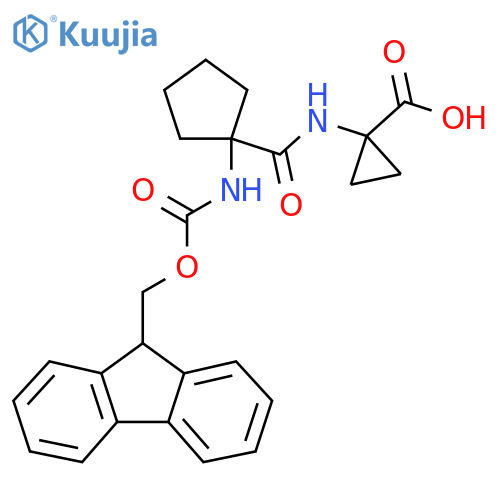 1-[1-({[(9H-fluoren-9-yl)methoxy]carbonyl}amino)cyclopentaneamido]cyclopropane-1-carboxylic acid structure