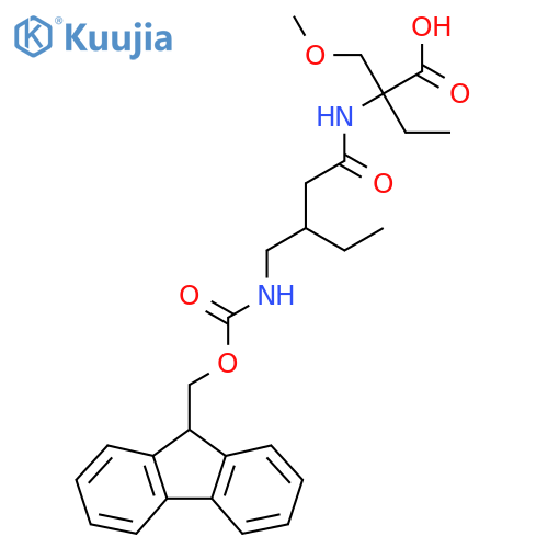 2-{3-({(9H-fluoren-9-yl)methoxycarbonyl}amino)methylpentanamido}-2-(methoxymethyl)butanoic acid structure