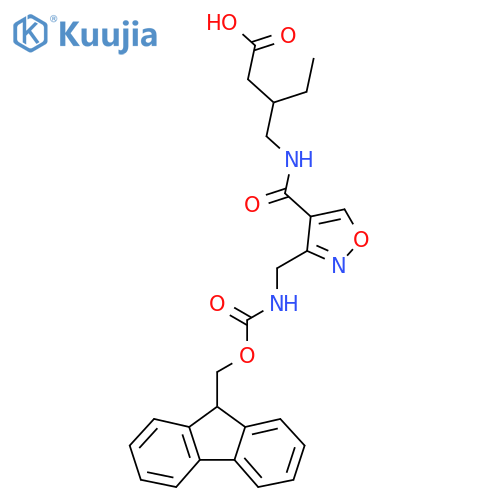 3-({3-({(9H-fluoren-9-yl)methoxycarbonyl}amino)methyl-1,2-oxazol-4-yl}formamido)methylpentanoic acid structure