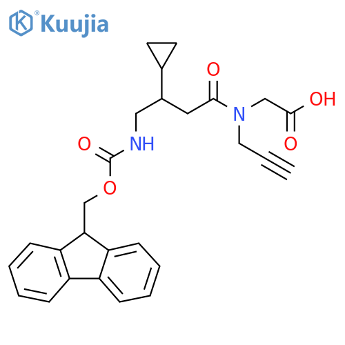 2-3-cyclopropyl-4-({(9H-fluoren-9-yl)methoxycarbonyl}amino)-N-(prop-2-yn-1-yl)butanamidoacetic acid structure