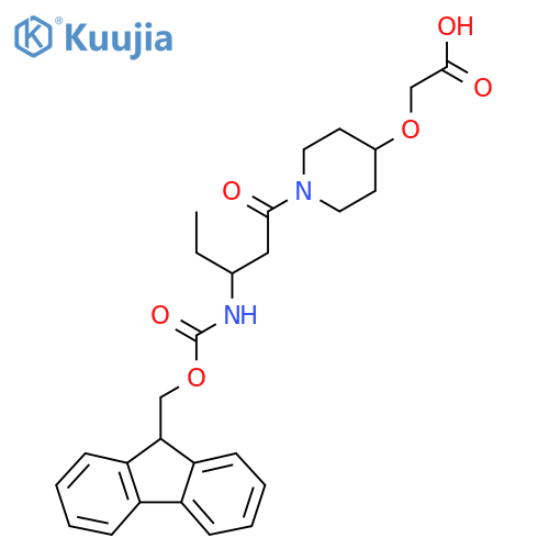 2-({1-3-({(9H-fluoren-9-yl)methoxycarbonyl}amino)pentanoylpiperidin-4-yl}oxy)acetic acid structure