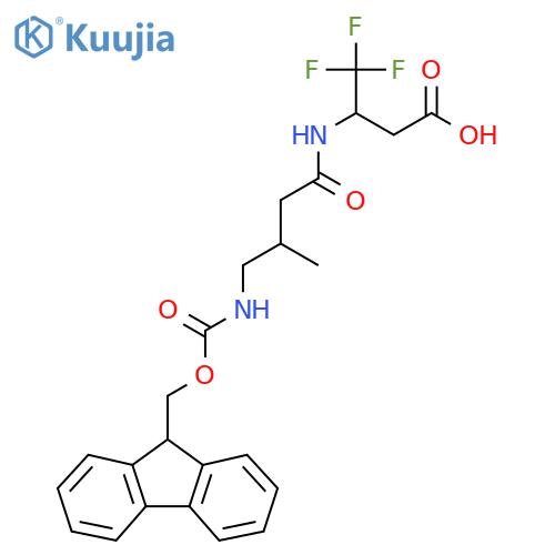 3-4-({(9H-fluoren-9-yl)methoxycarbonyl}amino)-3-methylbutanamido-4,4,4-trifluorobutanoic acid structure