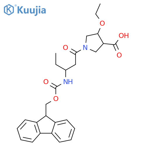 4-ethoxy-1-3-({(9H-fluoren-9-yl)methoxycarbonyl}amino)pentanoylpyrrolidine-3-carboxylic acid structure