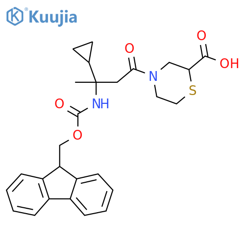 4-3-cyclopropyl-3-({(9H-fluoren-9-yl)methoxycarbonyl}amino)butanoylthiomorpholine-2-carboxylic acid structure