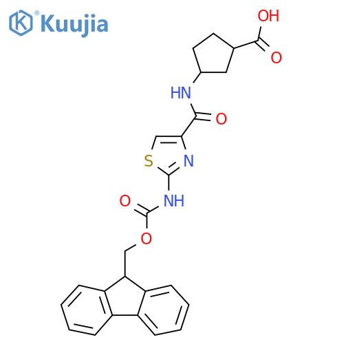 3-2-({(9H-fluoren-9-yl)methoxycarbonyl}amino)-1,3-thiazole-4-amidocyclopentane-1-carboxylic acid structure