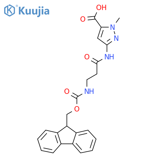 3-3-({(9H-fluoren-9-yl)methoxycarbonyl}amino)propanamido-1-methyl-1H-pyrazole-5-carboxylic acid structure