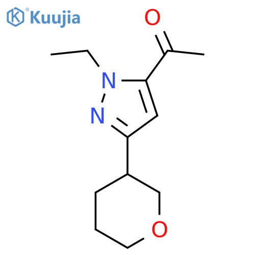 1-1-ethyl-3-(oxan-3-yl)-1H-pyrazol-5-ylethan-1-one structure