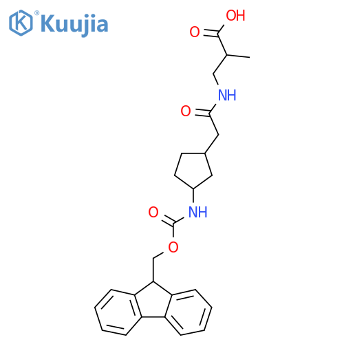 3-{2-3-({(9H-fluoren-9-yl)methoxycarbonyl}amino)cyclopentylacetamido}-2-methylpropanoic acid structure