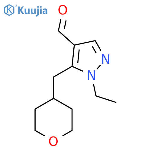 1-ethyl-5-(oxan-4-ylmethyl)-1H-pyrazole-4-carbaldehyde structure