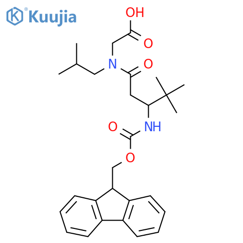 2-3-({(9H-fluoren-9-yl)methoxycarbonyl}amino)-4,4-dimethyl-N-(2-methylpropyl)pentanamidoacetic acid structure