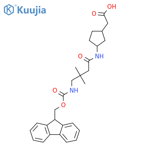 2-{3-4-({(9H-fluoren-9-yl)methoxycarbonyl}amino)-3,3-dimethylbutanamidocyclopentyl}acetic acid structure