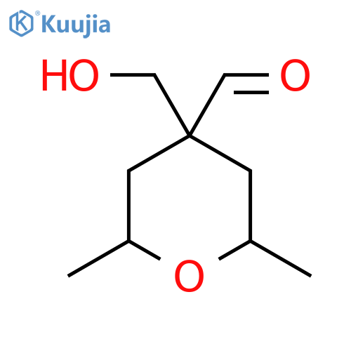 4-(hydroxymethyl)-2,6-dimethyloxane-4-carbaldehyde structure