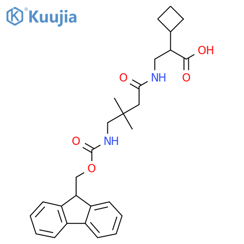 2-cyclobutyl-3-4-({(9H-fluoren-9-yl)methoxycarbonyl}amino)-3,3-dimethylbutanamidopropanoic acid structure