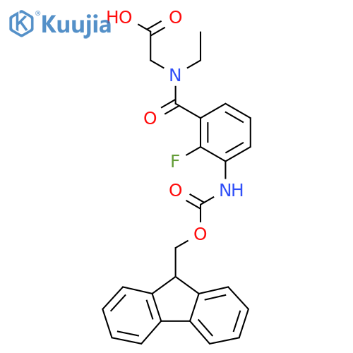 2-{N-ethyl-1-3-({(9H-fluoren-9-yl)methoxycarbonyl}amino)-2-fluorophenylformamido}acetic acid structure