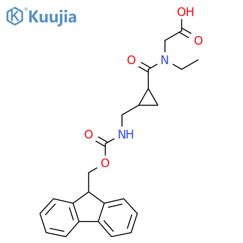 2-(N-ethyl-1-{2-({(9H-fluoren-9-yl)methoxycarbonyl}amino)methylcyclopropyl}formamido)acetic acid structure