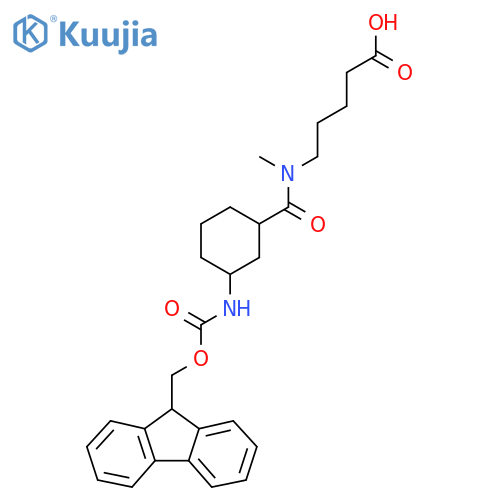 5-{1-3-({(9H-fluoren-9-yl)methoxycarbonyl}amino)cyclohexyl-N-methylformamido}pentanoic acid structure