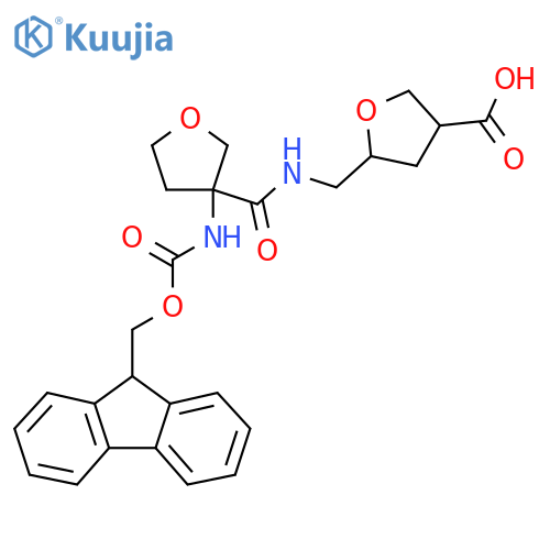 5-({3-({(9H-fluoren-9-yl)methoxycarbonyl}amino)oxolan-3-ylformamido}methyl)oxolane-3-carboxylic acid structure