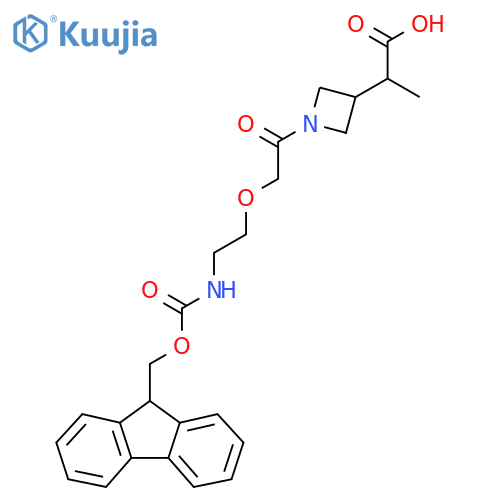 2-(1-{2-2-({(9H-fluoren-9-yl)methoxycarbonyl}amino)ethoxyacetyl}azetidin-3-yl)propanoic acid structure