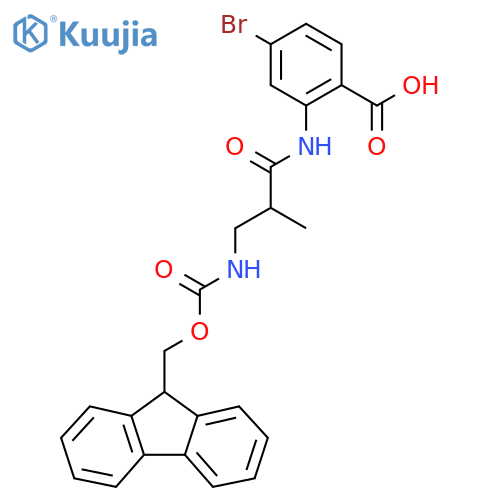 4-bromo-2-3-({(9H-fluoren-9-yl)methoxycarbonyl}amino)-2-methylpropanamidobenzoic acid structure
