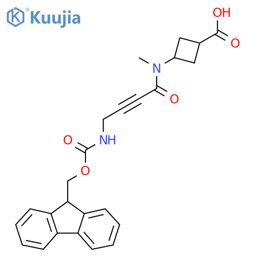3-4-({(9H-fluoren-9-yl)methoxycarbonyl}amino)-N-methylbut-2-ynamidocyclobutane-1-carboxylic acid structure