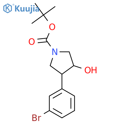 tert-butyl 3-(3-bromophenyl)-4-hydroxypyrrolidine-1-carboxylate structure