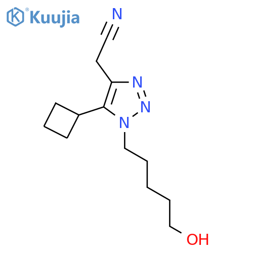2-5-cyclobutyl-1-(5-hydroxypentyl)-1H-1,2,3-triazol-4-ylacetonitrile structure
