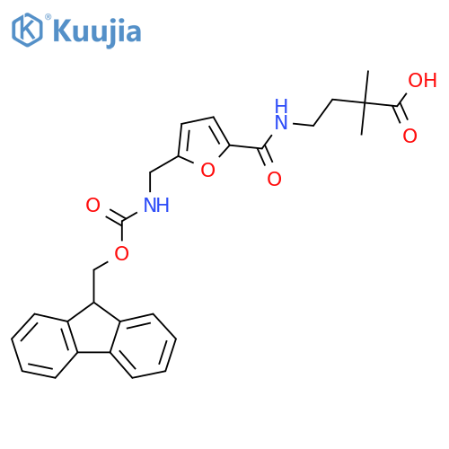 4-({5-({(9H-fluoren-9-yl)methoxycarbonyl}amino)methylfuran-2-yl}formamido)-2,2-dimethylbutanoic acid structure