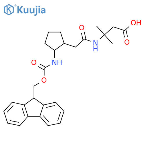 3-{2-2-({(9H-fluoren-9-yl)methoxycarbonyl}amino)cyclopentylacetamido}-3-methylbutanoic acid structure
