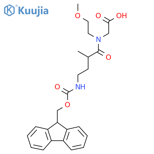 2-4-({(9H-fluoren-9-yl)methoxycarbonyl}amino)-N-(2-methoxyethyl)-2-methylbutanamidoacetic acid structure